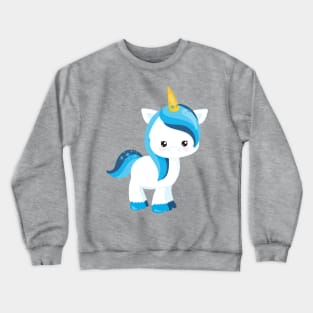 Cute Unicorn, Winter, Snowflakes, Magic Unicorn Crewneck Sweatshirt